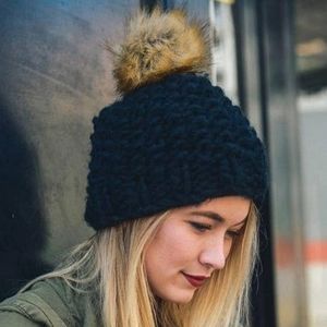 Catherine Chunky Knit Beanie - Black